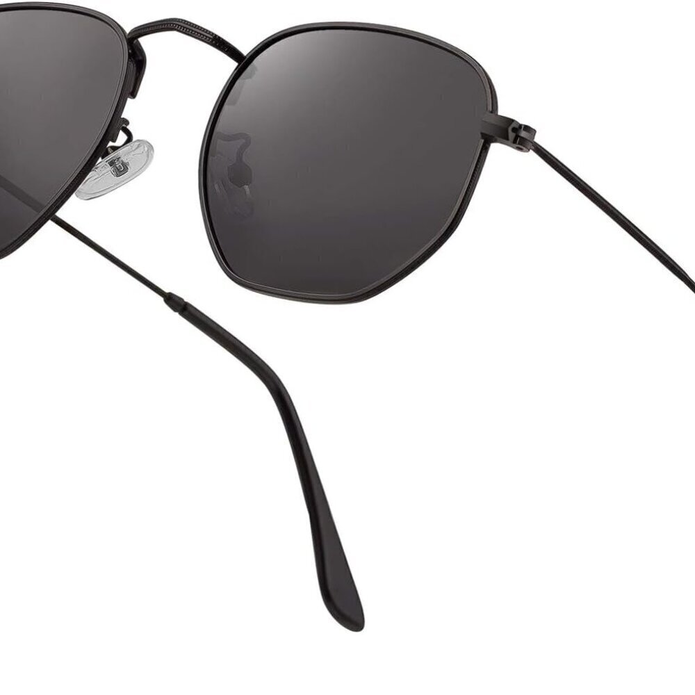 Polarized Metal Frame Sunglasses Small Hexagonal Vintage Square Unisex